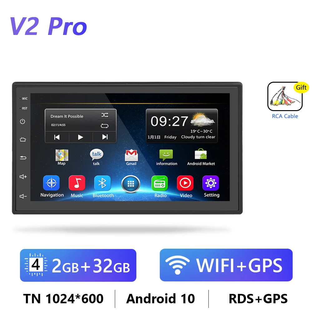 

Автомагнитола Podofo 2 Din, 7 дюймов, android 1 + 32 ГБ, GPS-навигация
