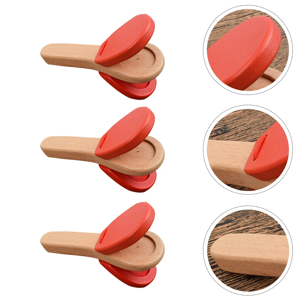 

3 Pcs Hand Clap Wooden Castanet Toy Childrens Toys Baby Fun Plaything Percussion Instrument Handhold