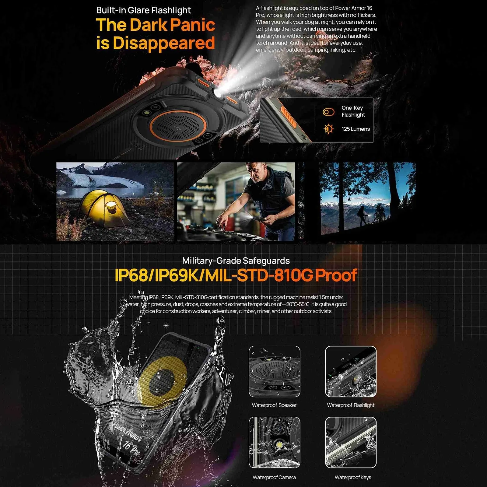 Смартфон Ulefone Power Armor 16 Pro 4 + 64 ГБ 9600 мАч Android 12 NFC