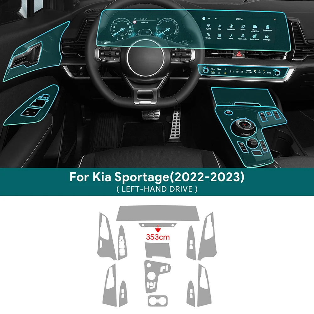 

Для Kia Sportage NQ5 2022 2023, центральная консоль автомобиля, медиа-приборная панель, навигация, ТПУ, защита от царапин, внутренняя пленка, наклейка