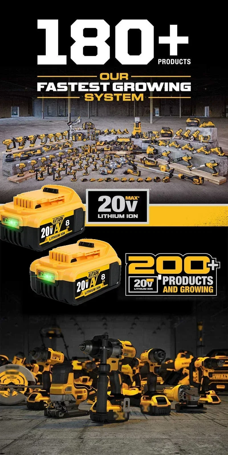 Оригинальный литиевый сменный аккумулятор DCB200 20 в 8000 мАч для Dewalt 18 DCB184 DCB182 DCB180 DCB181