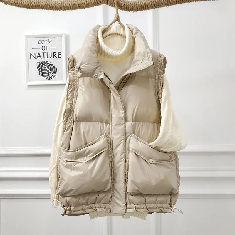

Woman Light Down Vest Female Short Vest Windproof Lightweight Warm Waistcoat Ladies White Duck Down Down Coat Sleeveless G537