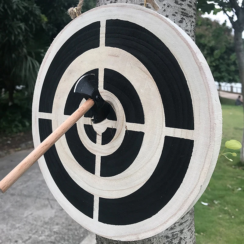 New Axe Throwing Game Set  Wooden Target Practice Game with Hemp Rope Suitable for Indoor and Outdoor Targets 1 Axe and 3 Axe