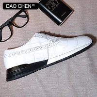 luxury brand casual shoes black white real leather fashion sports shoes lace up man shoe wedding party daily walking mens shoes