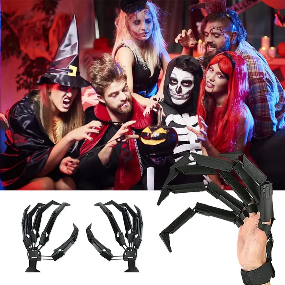 

Hot Halloween Articulated Fingers Scarry Fake Fingers Skeleton Hands Realistic Horror Ghost Claw Halloween Props Finger Glove