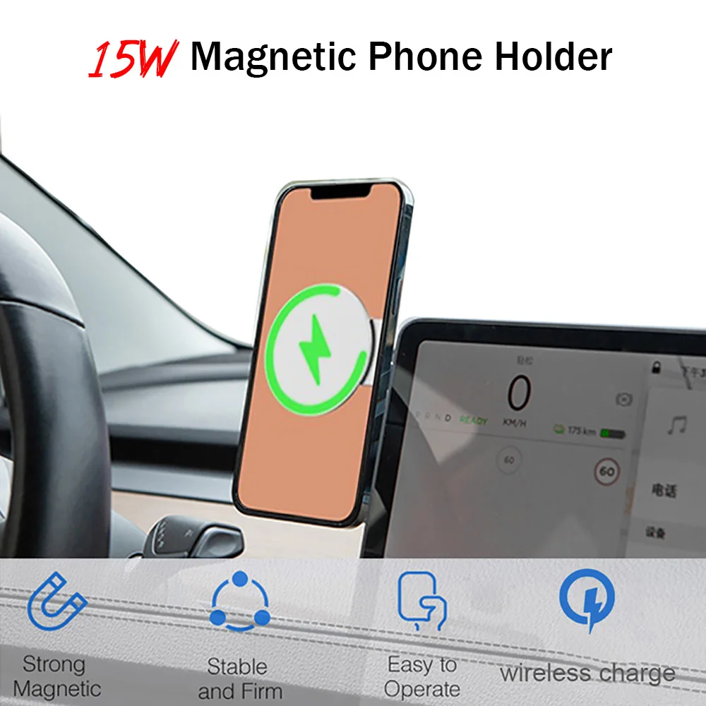 

Magnetic Car Phone Mount Holder Magsafe Wireless Charger Macsafe Charge for Tesla Model 3 Highland Y S X 2024 2023 Accessories