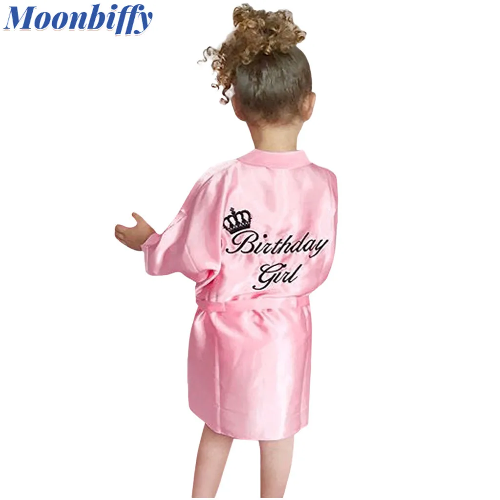Toddler Baby Kid Solid Silk Satin Kimono Robes Bathrobe Birthday Girls Sleepwear Bathrobe Bath Robe Baby Cape Bathrobe Cloak