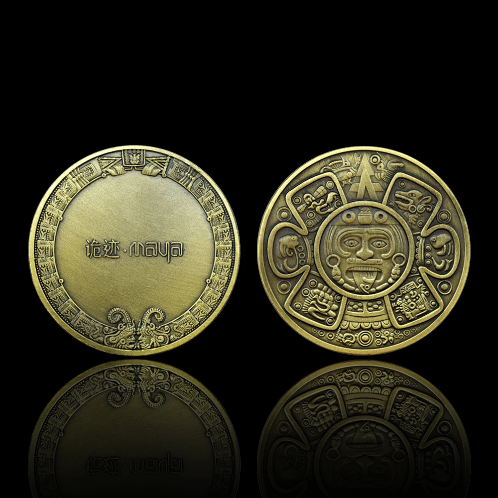 

Metal Art Crafts Mayan Civilization Mysterious Totem Rainforest Civilization Ancient Culture Souvenir Coins Home Decorations