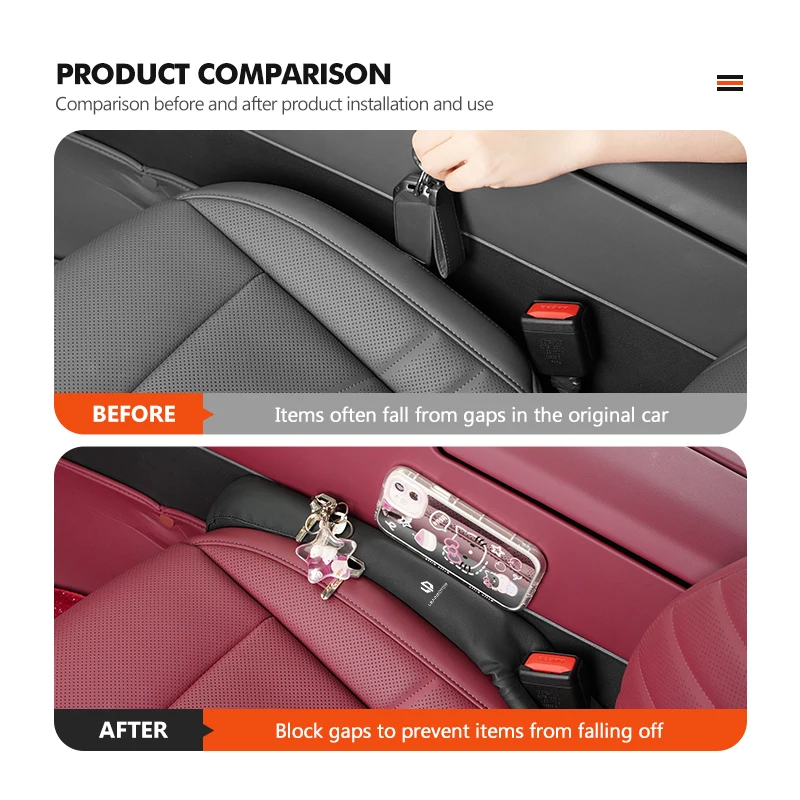 Кожаная заглушка зазора автомобильного сиденья заполняющая полоса