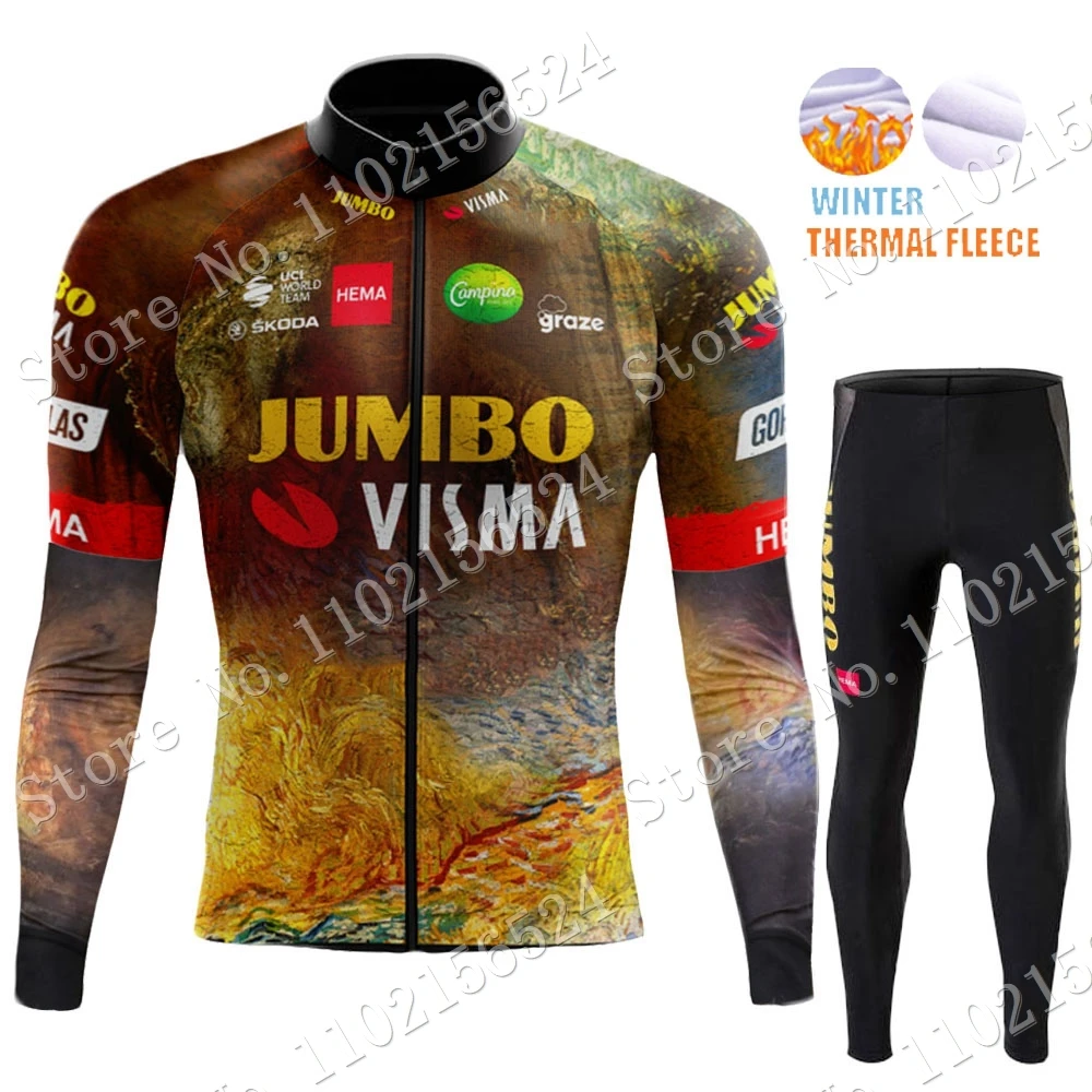 Мужской комплект одежды для поездок на велосипеде Team Jumbo Visma зимняя одежда по