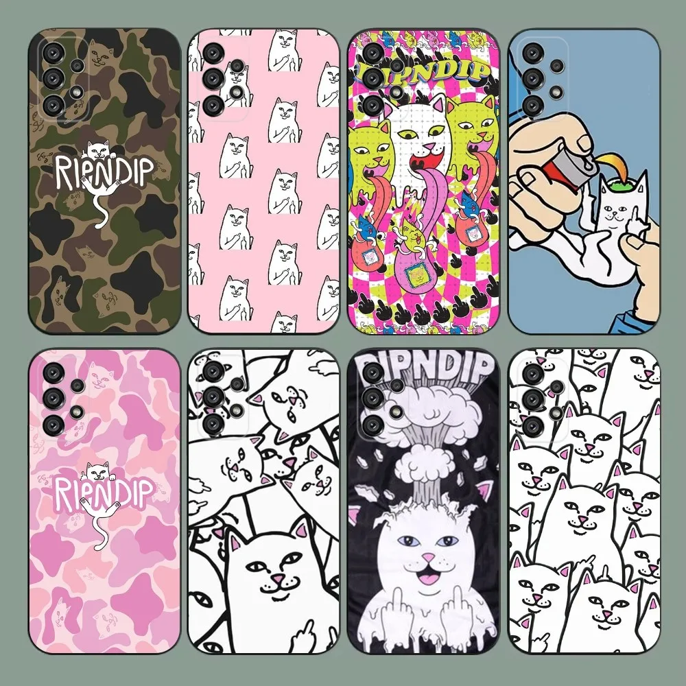 Cat R-RipndipS Phone Case For Samsung Galaxy A20 A21s A22 A31 A32 A52 A53 A72 73 A80 A91 Soft Black Cover