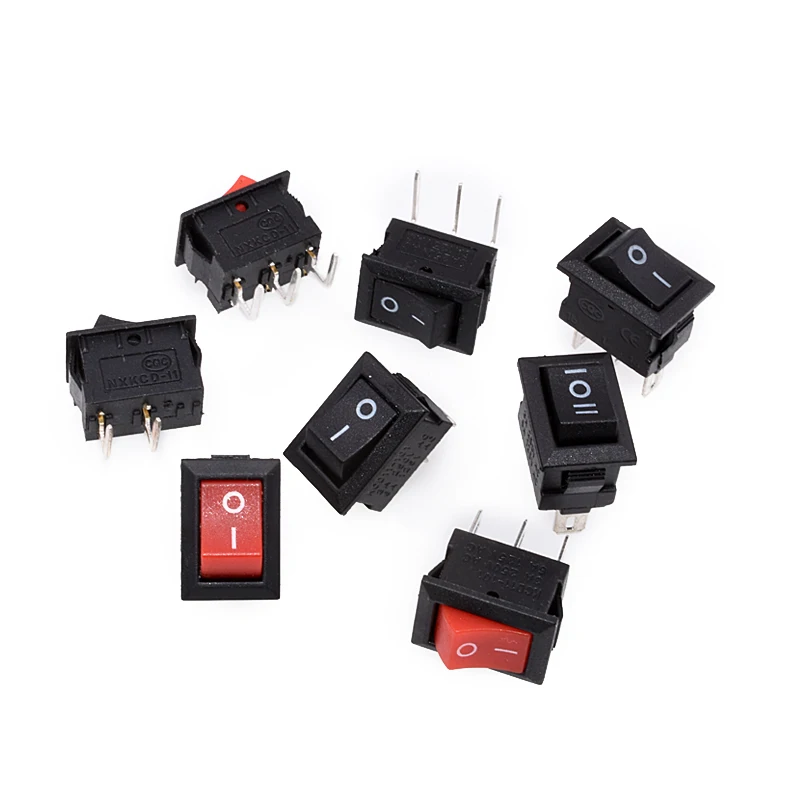 Фото 20шт KCD11 кнопочный переключатель 10x15 мм SPST 2Pin 3Pin 3A 250V 6A KCD11 защелкивающийся Переключатель ВКЛ/ВЫКЛ лодки клавишный переключатель черный красный белый №2