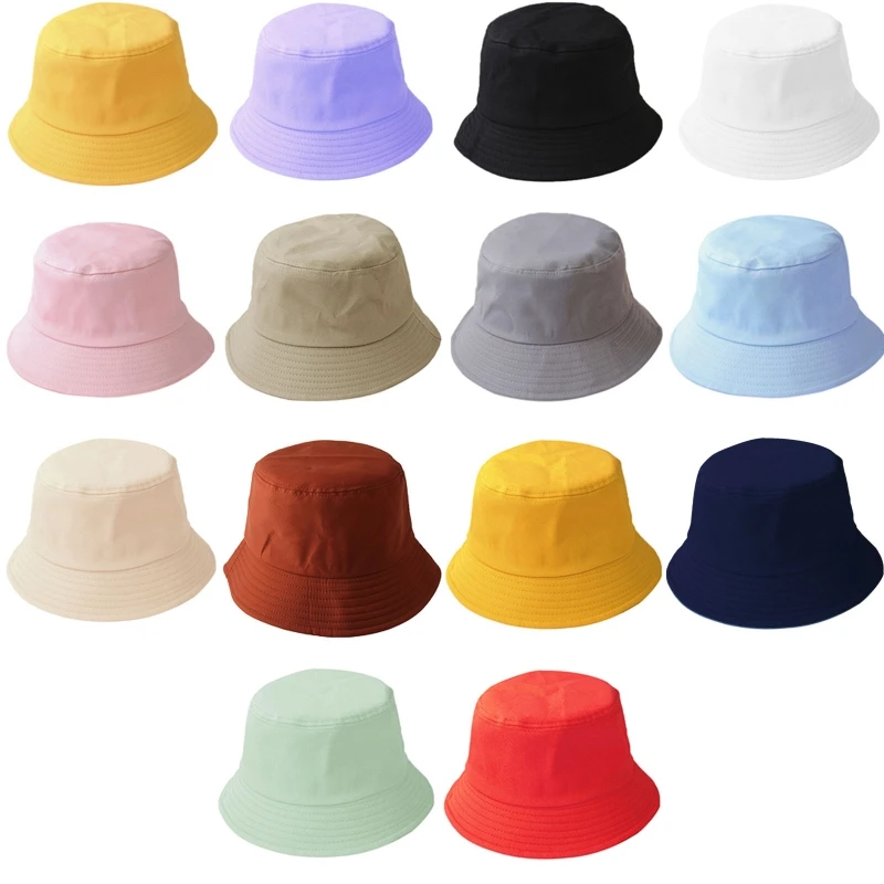 

All-match Wide Brim Summer Bucket Hat Solid Color Cotton Fisherman Hats for Women Men Soft Warm Hats Large Brim
