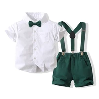 2piece 2020 baby boy summer clothes fashion gentleman bow short sleeve white kids t shirtshorts children clothing set bc2198