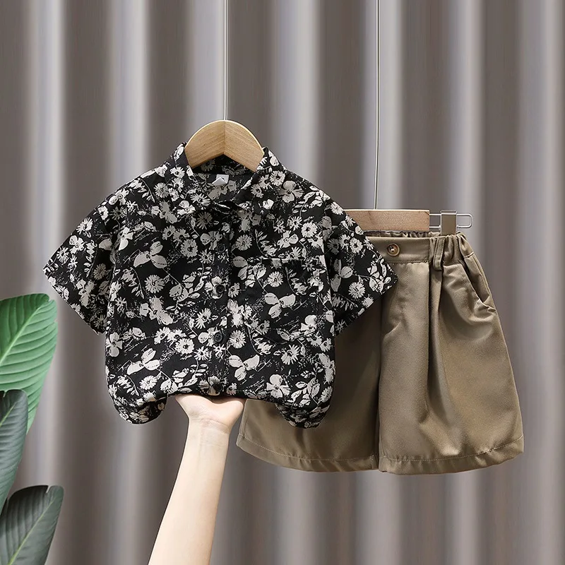 

Boys Summer Suit Kids Summer Clothing New Thin Baby Boy Short-sleeved Holiday Leisure Seaside Sports Cardigan Suit 2-8 Years