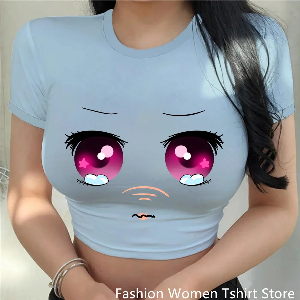 Женская короткая футболка с аниме-принтом глаза