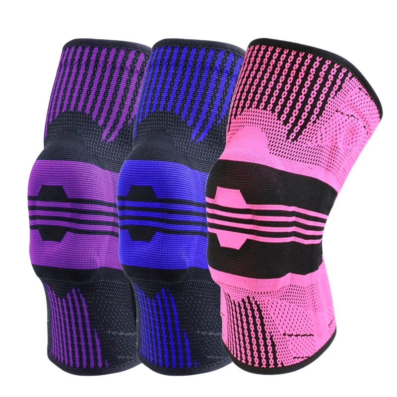 

1PC Compression Sport Knee Brace With Silicone Pad Elastic Knee Sleeve Spring Bars for Gym Fitness Basketball Volleyball Running