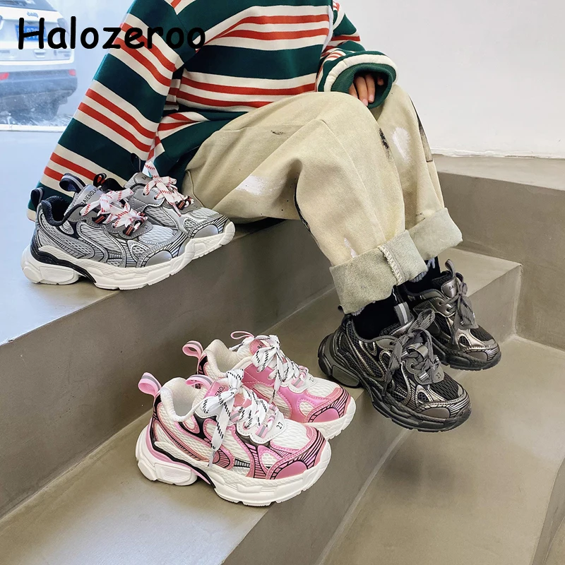 

Кроссовки детские без шнуровки, спортивные брендовые, массивные, розовые, повседневная обувь для мальчиков и девочек, весна