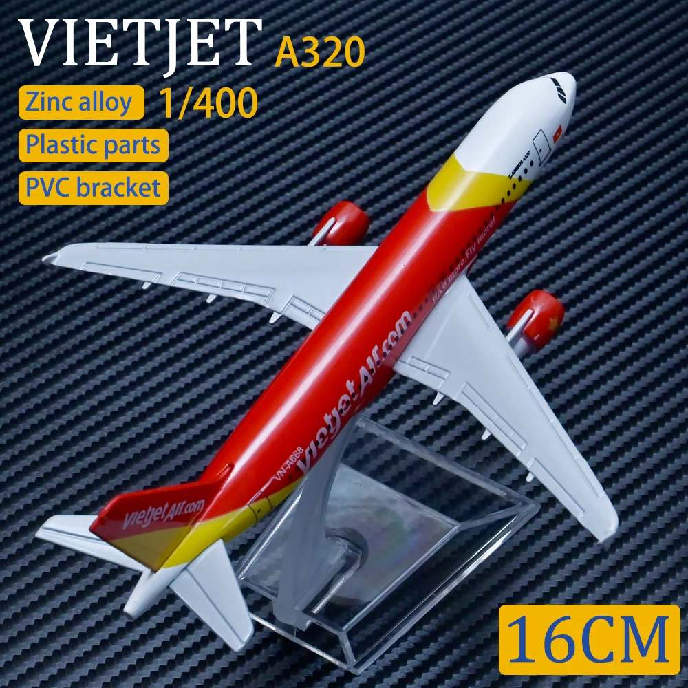 

Metal Airliner Aircraft Model 1:400 16cm Vietjet A320 Aircraft Model Aviation Airbus Simulation Alloy Material Children's Toys