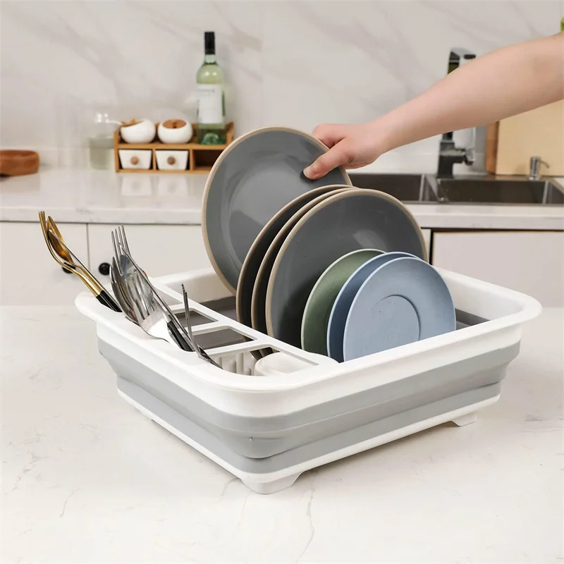 

Складная кухонная стойка для инструментов, портативный органайзер для хранения и сушки посуды, полка, тарелка для чаши, домашняя посуда, сушилка из термопластичной резины, складная стойка-держатель
