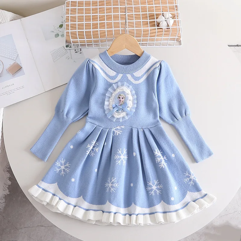 

Платье принцессы Эльзы «Холодное сердце», модный мультяшный свитер для девочек на осень и зиму, милые свитера для маленьких девочек на Хэллоуин и Рождество