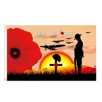 3x5 feet lest we forget flag anzac poppy remembrance day flag with 2 brass grommets
