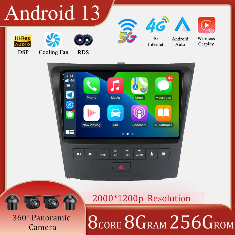

For Lexus GS300 S190 GS350 GS400 GS430 GS450h GS460 GS 300 III 3 350 2004 - 2011 Android 13 Car Radio Multimedia Player Navigati