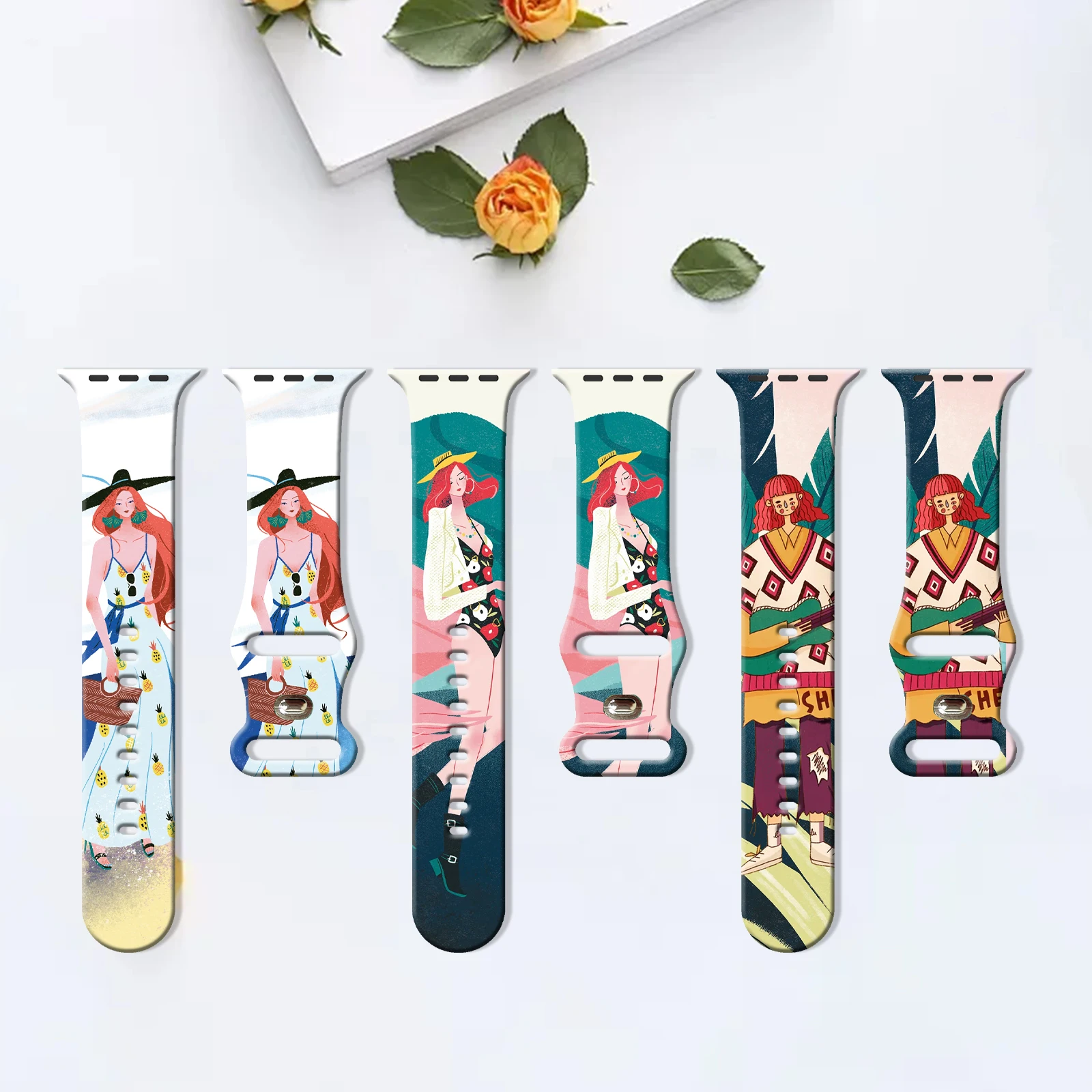 Ремешок силиконовый для Apple Watch 9 8 7 SE 6 цвет в ассортименте