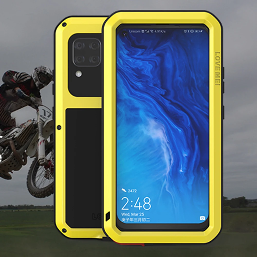 LOVE MEI Case For Huawei P30 Pro Metal Armor Cover P40 Lite P 30 Military Grade Shockproof Silicone Funda Built-in Protector