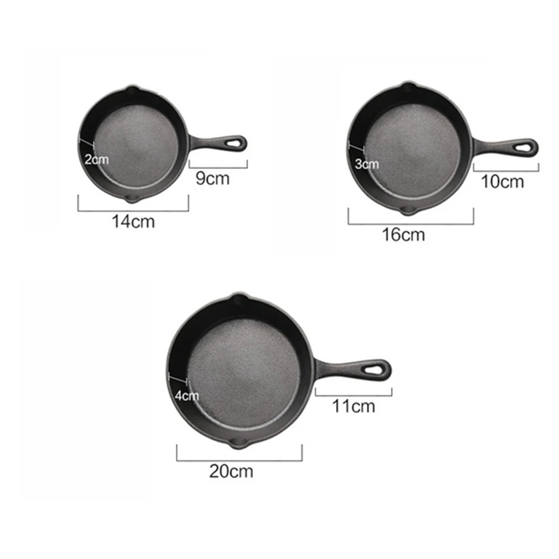 Чугунная сковорода 3 шт./компл. антипригарная кухонная столовая посуда для блинов