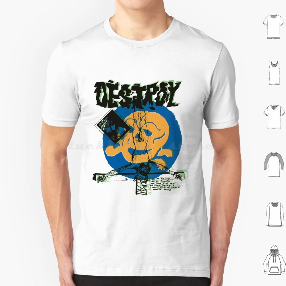 Футболка с рисунком черепа в стиле панк-рок 6xl хлопковая крутая футболка ретро