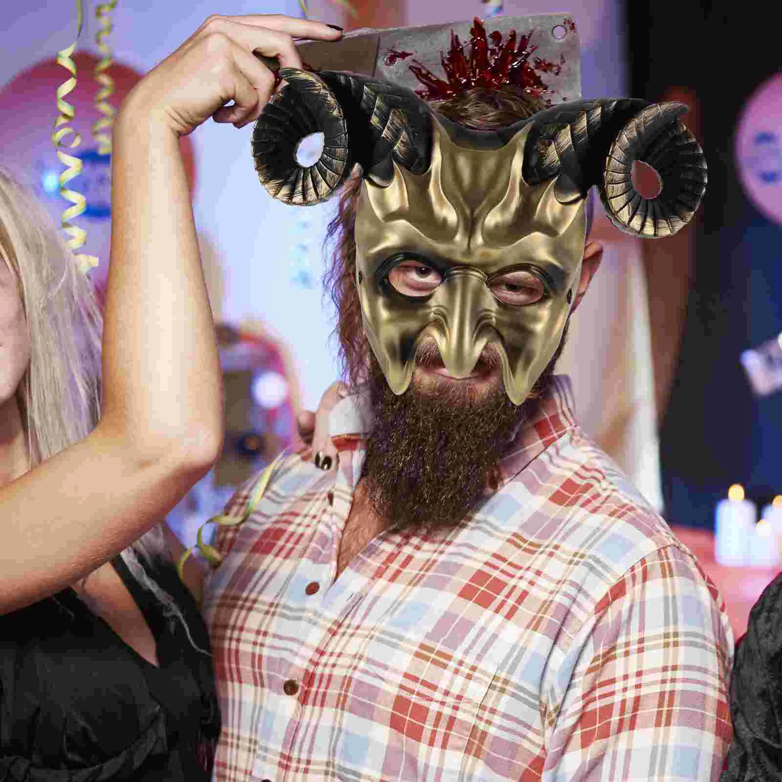 Facial Mask Halloween Horn Miss Pumpkin Decor Novel Plastic Decorative Face Party Prop