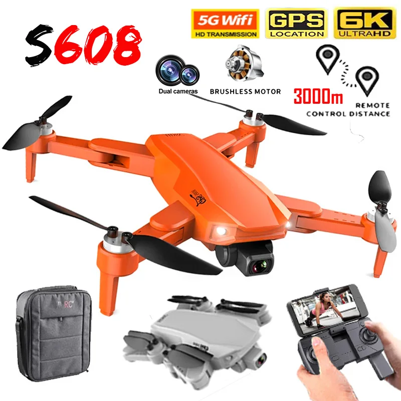 

2022 New S608 GPS Drone 6K Dual HD Camera Professional Aerial Photography Brushless Motor Foldable Quadcopter RC Distance 3000M