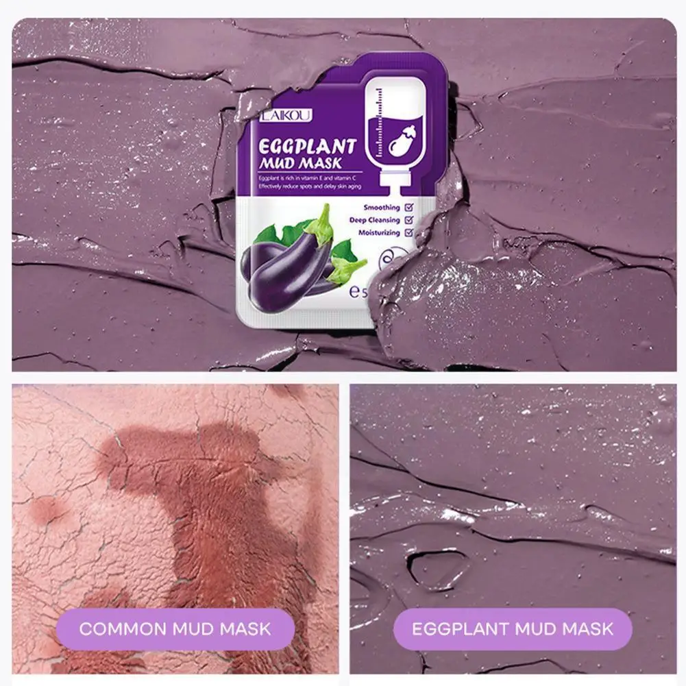 

5pcs Eggplant Mud Deep Cleansing Smear Type Eggplant Cleansing Mud Film Mud Moisturizing I4i1