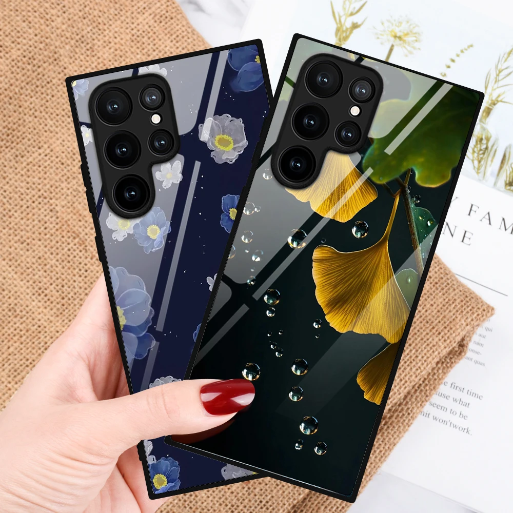 Чехол для телефона SAMSUNG Galaxy S23 Ginkgo стеклянный чехол с листьями S10 Plus S10e Note 10 20 S22 S21 S20