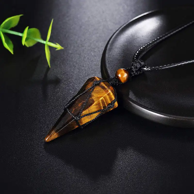 Natural Stone Pointed Pendant Necklace