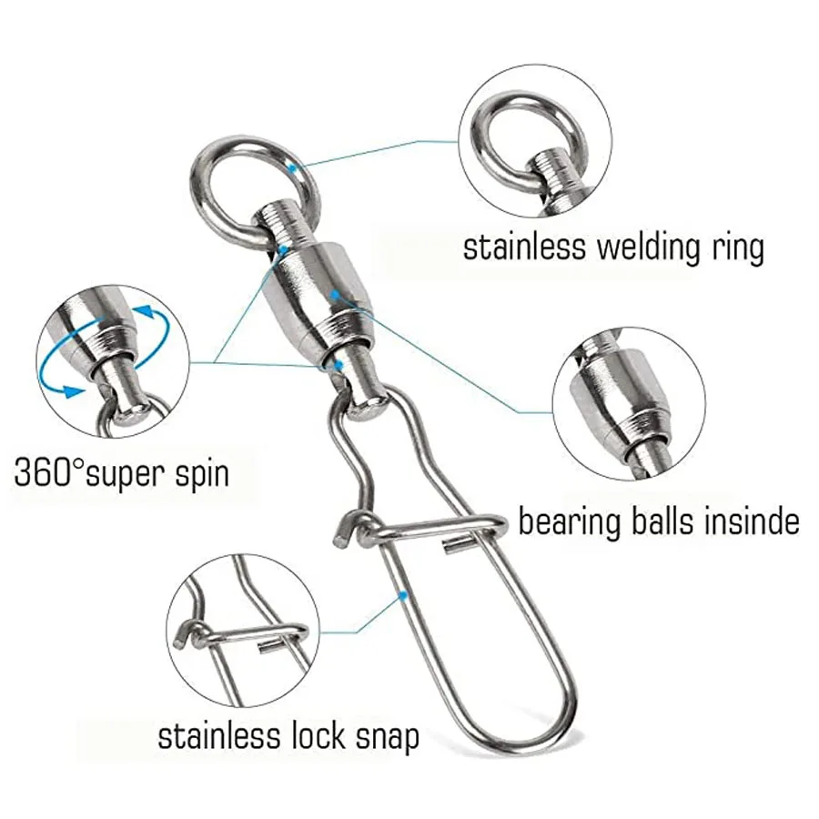25/50 шт. рыболовные Вертлюги с двойным замком для рыболовных снастей вертлюги