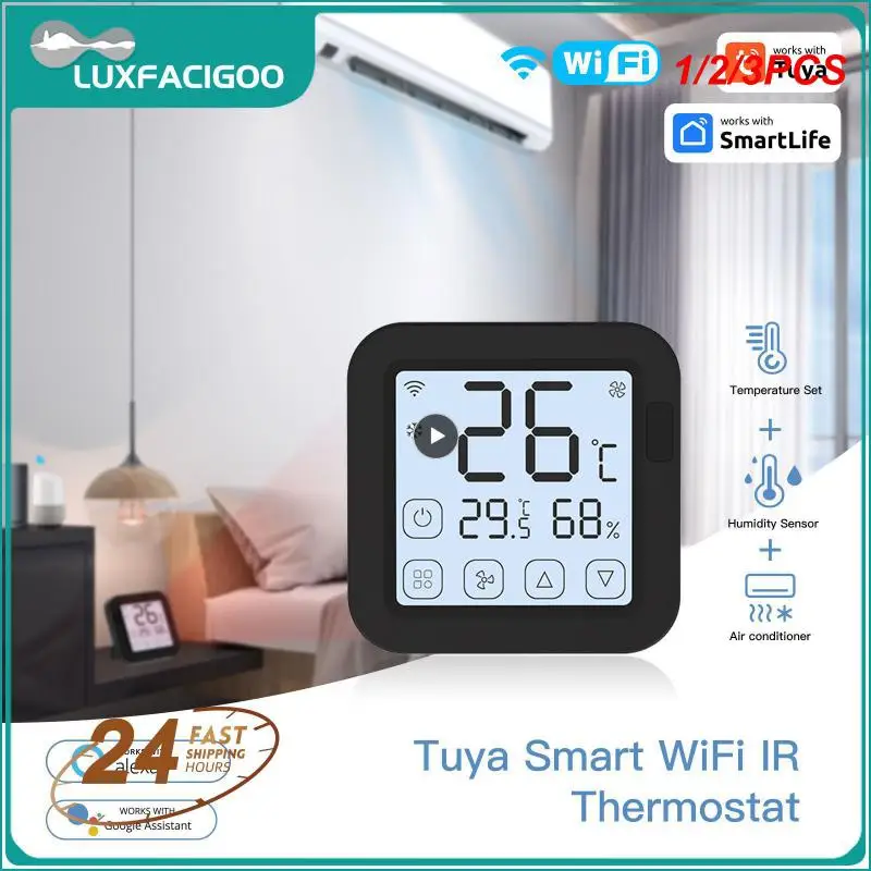 

1/2/3PCS Tuya WiFi IR Thermostat Controller LCD Screen Touch Button Wireless Remote Built-in Temperature and Humidity Sensor