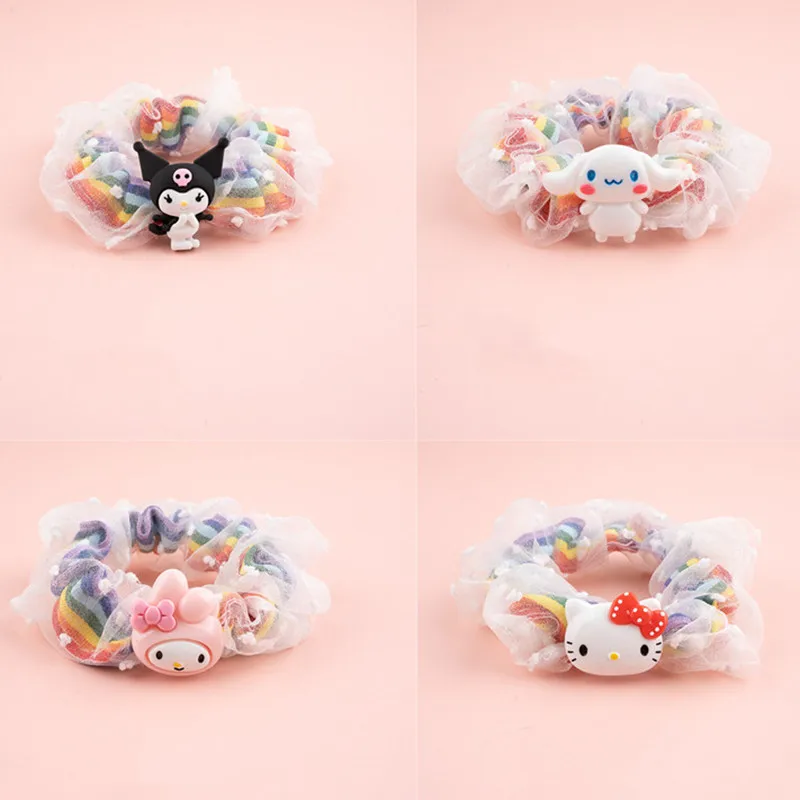 

Kawaii Sanrioed аниме серия mymelody Cinnamoroll Kuromi милые модные креативные радужные Кольца для волос повязка на голову аксессуары подарок для девушки