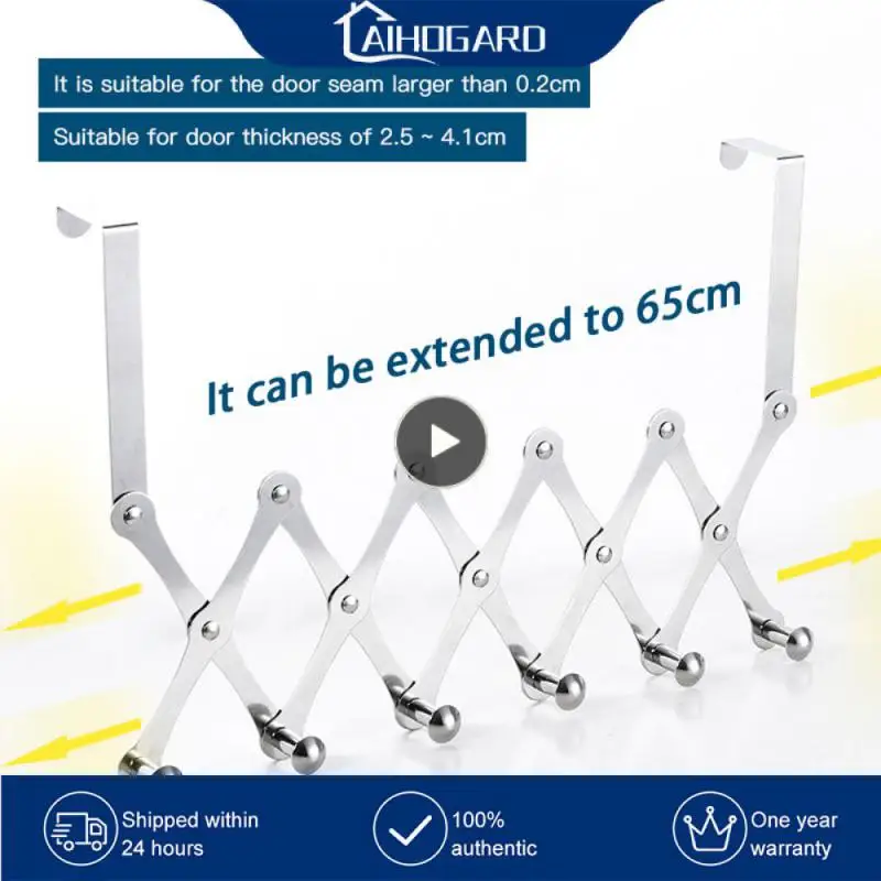 

Mulitifunction Hanging Door Hook Stainless Steel Bag Clothes Storage Holder Collapsible Bathroom Towel Coat Hook Home Supplies