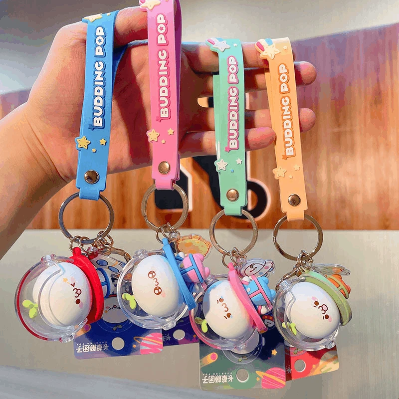 

Cute Dumpling Astronaut Series Key Chain Astronauts Pvc Pendant Bag Keychain Hanging Ornaments Wholesale Keyring Girl Gift