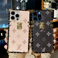 luxury square vintage print phone case for iphone 12 prom 13 promax 11 max x xs xr 7 8 plus se shockproof back cover for girls