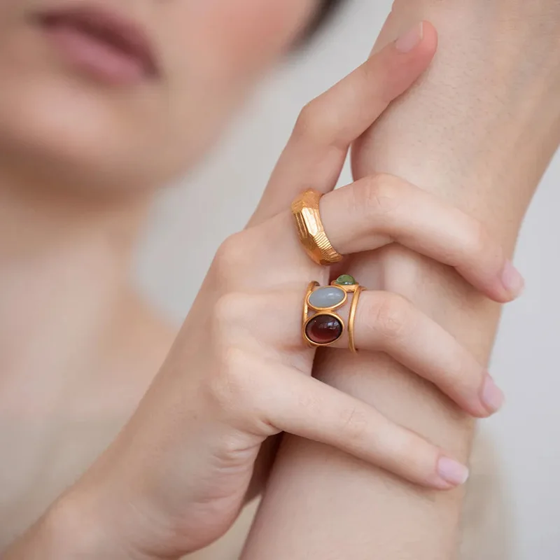 

Baroque pearl opening ring in brass gold plating and silver plating rings