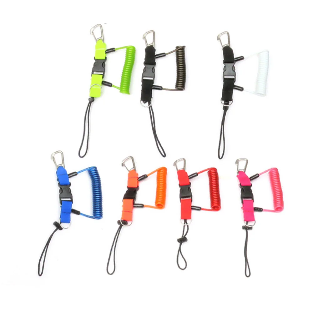 

Scuba Diving Snappy Coil Springs Camera Lanyard Wrist Strap With Stainless Steel Ring Adjustable For Dive Flashlights Torch/lamp