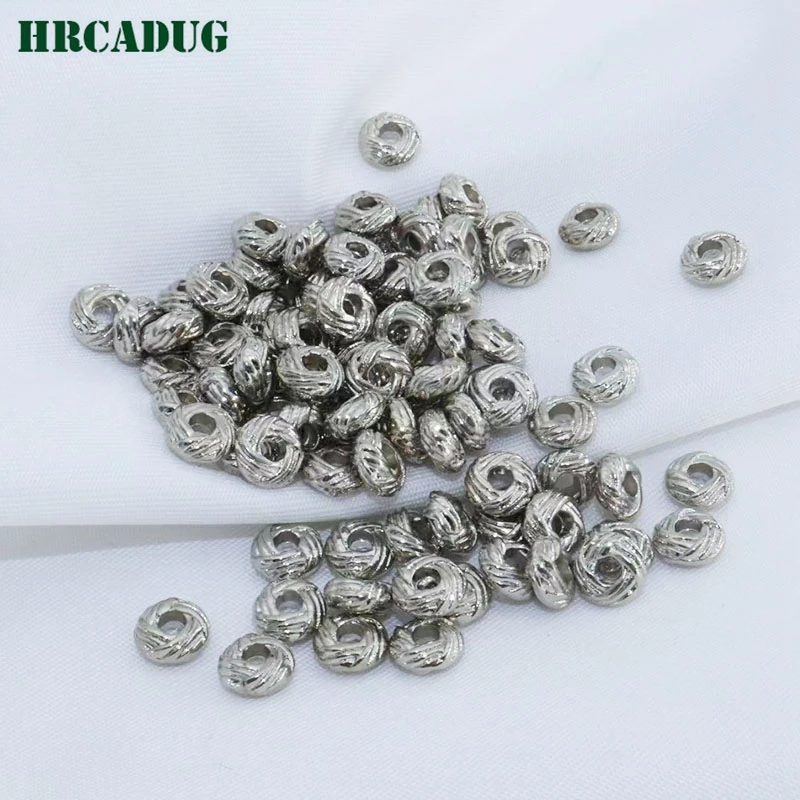 6mm Spacer Beads 18K Gold Plated Brass Twist Round Flat Beads For Bracelet Jewelry Accessories Diy Supplies Separators For Beads