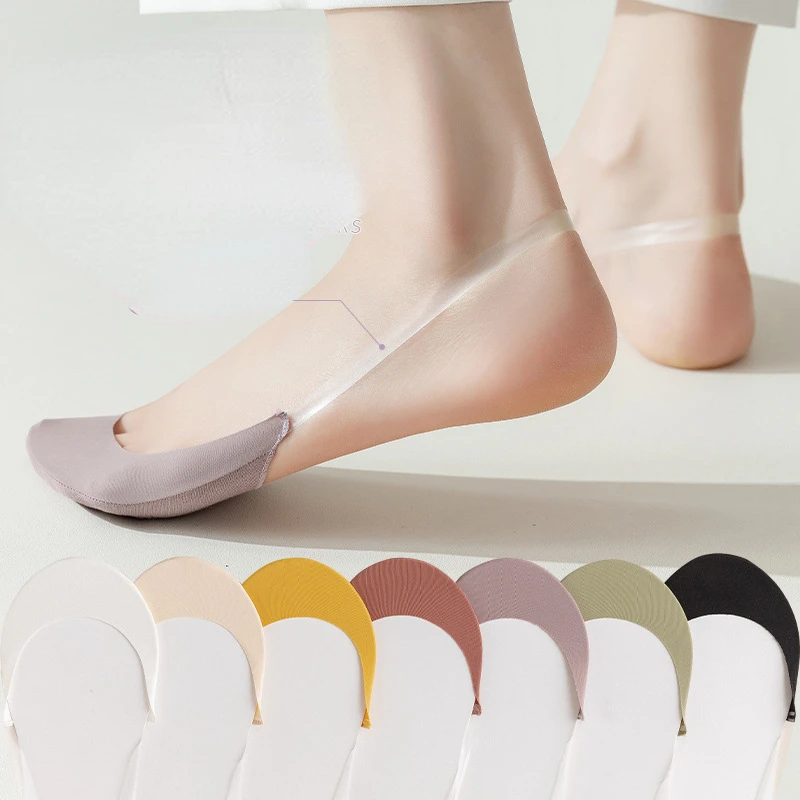 

Подтяжки на половину ладони, летние тонкие чулки-лодочки из ледяного шелка, Нескользящие полуобрезанные носки, женские хлопковые носки на в...
