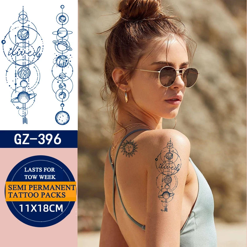 

Semi Permanent Temporary Tattoo Super Long-lasting Fake Tattoos Waterproof Realistic Tattoos for Adults Women Men Body Flowers