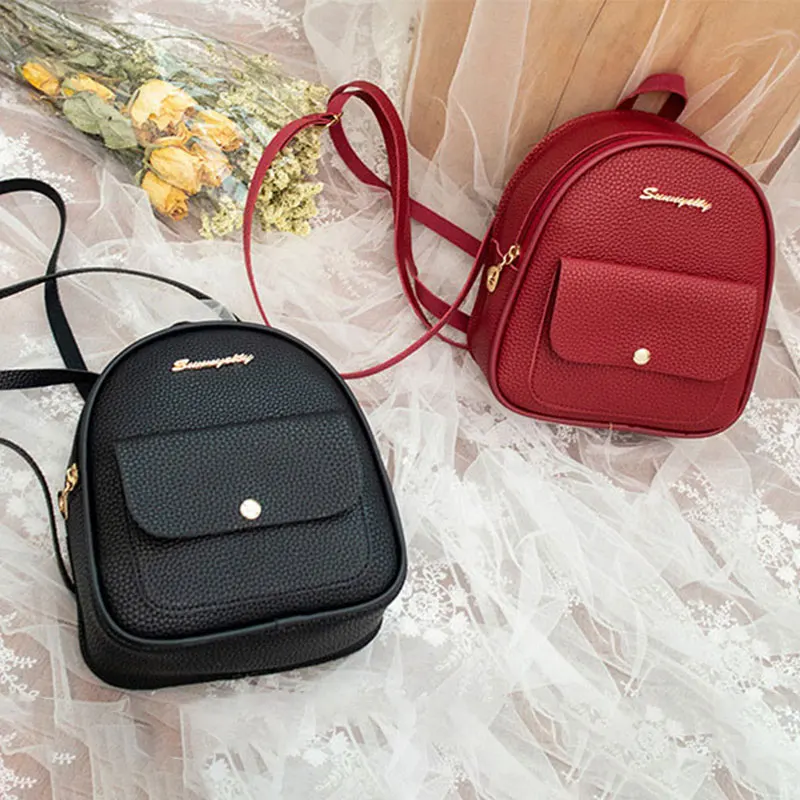 

Mini Women Backpack Quality Leather Shoulder Bag For Teenage Girl Multi-Function Small Bagpack Female Phone Pouch