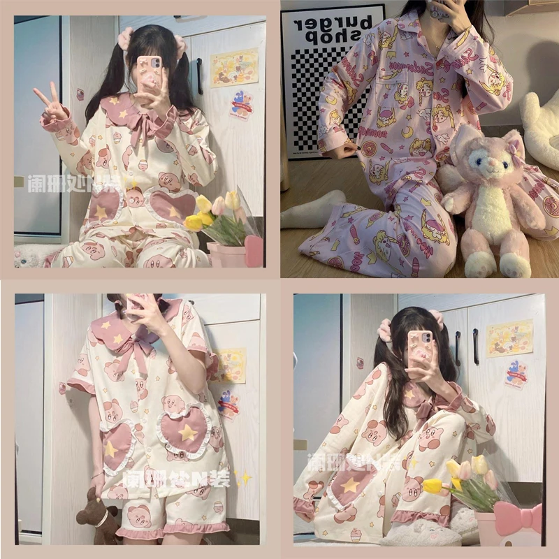 

Cute Cartoon Kabi Autumn and Winter Long-Sleeved Pajamas Set Anime Japanese Summer Short-Sleeved Suits Soft and Comfortable