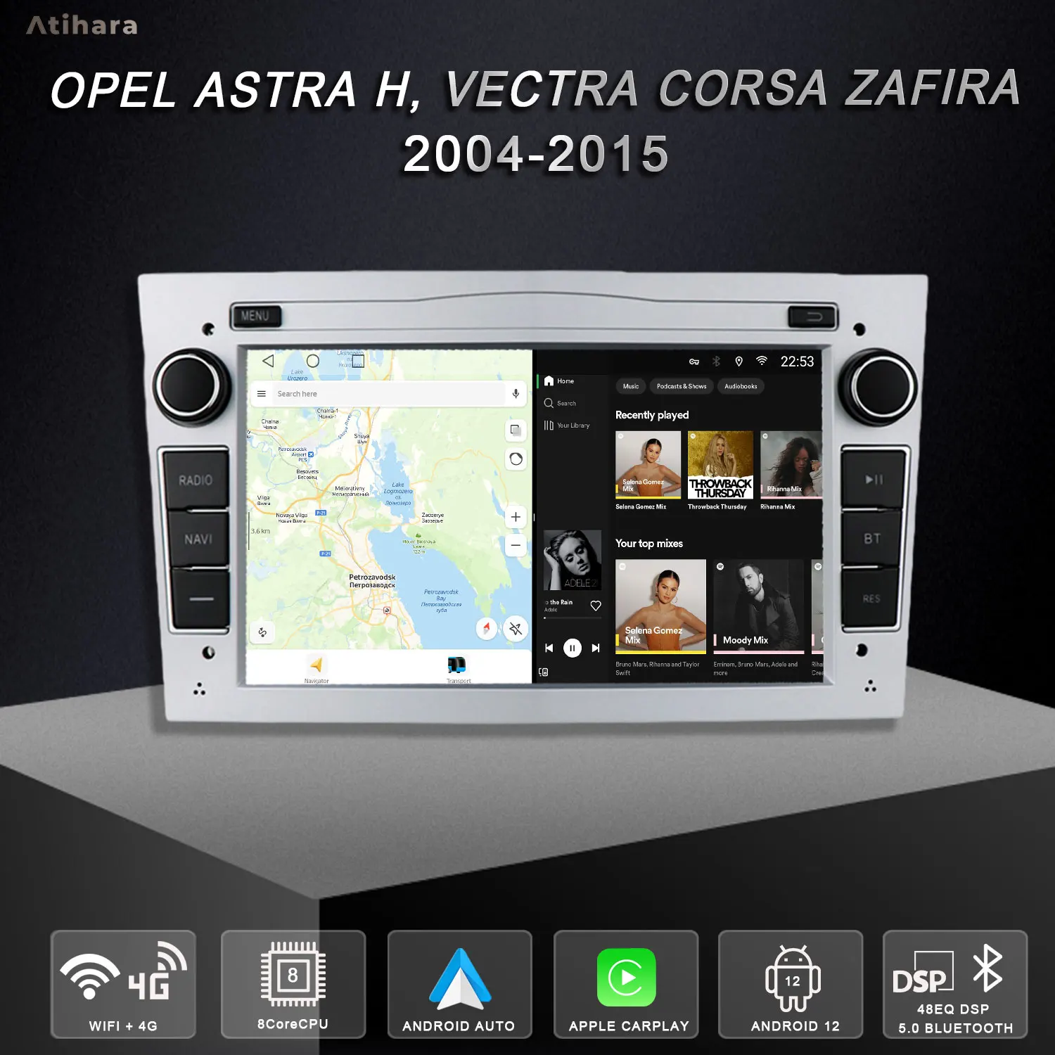Atihara 7 &quotбеспроводной CarPlay Android Auto для Opel Astra H Vectra Corsa Zafira 2004-2015 автомобильный